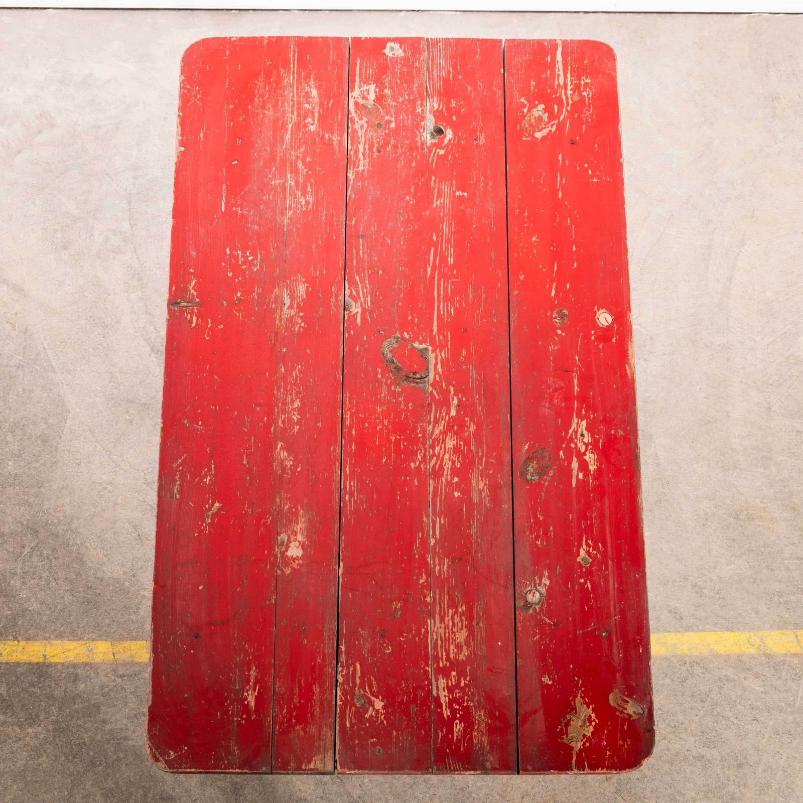 1950's French Folding Wood And Forged Metal Base Table photo vintage
