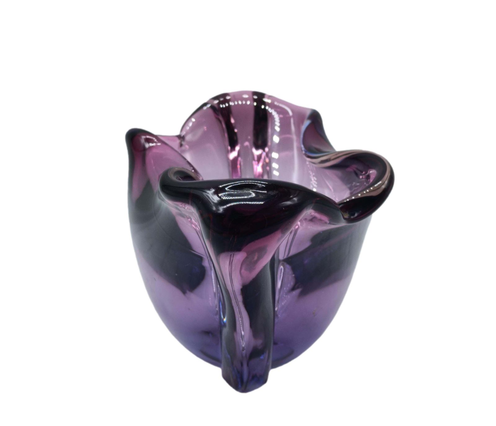 Flavio Poli For Seguso Purple Submerged Murano Glass Centerpiece, 1960s photo vinterior