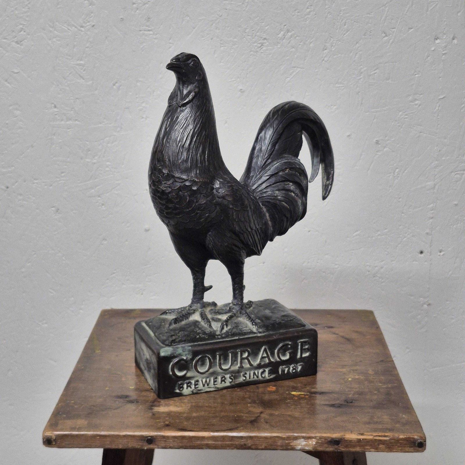 952.0 Advertising Courage Ales Brewery Cast Bronze Metal Cockerel Figure photo