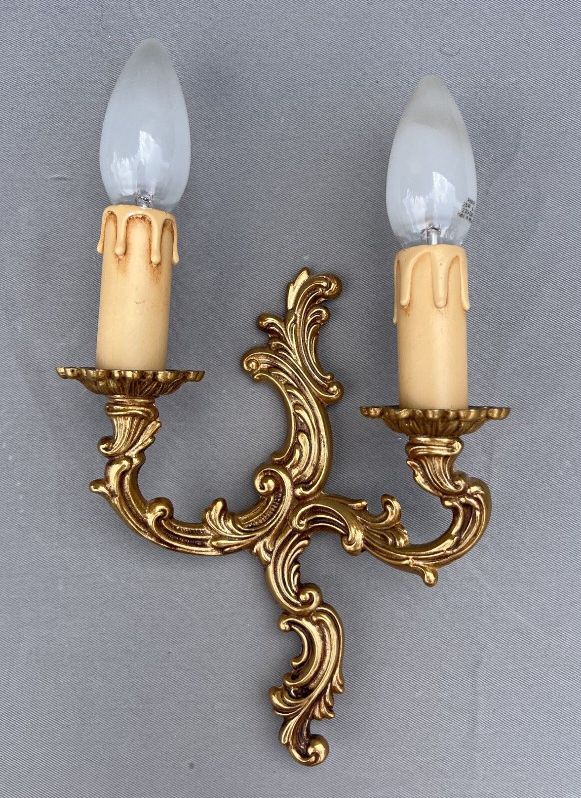 Pair Of Wall Sconces Vintage French Style Brass Decorative Wall Lamps Lot 6007 photo for sale