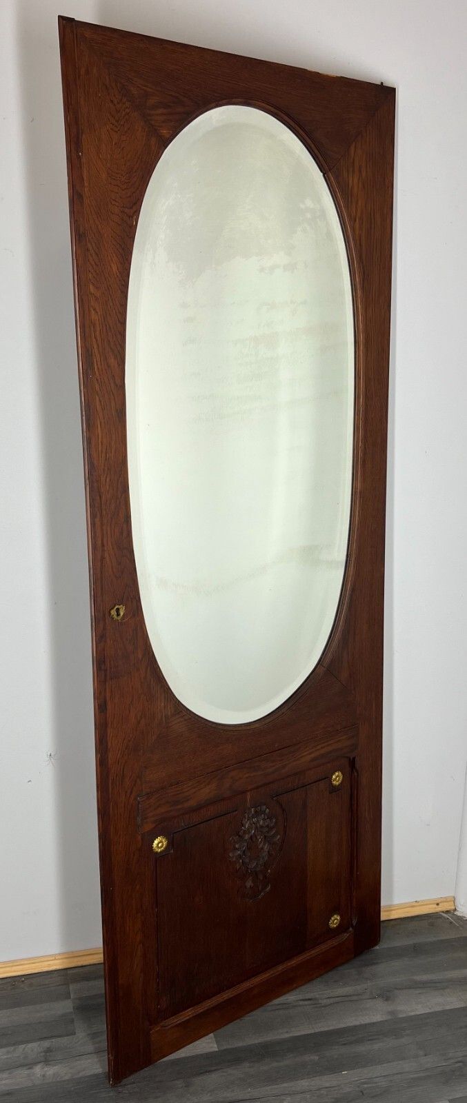 Mirror Antique French Oak Mirror Oval Glass Panel Decorative Frame Lot 3120
