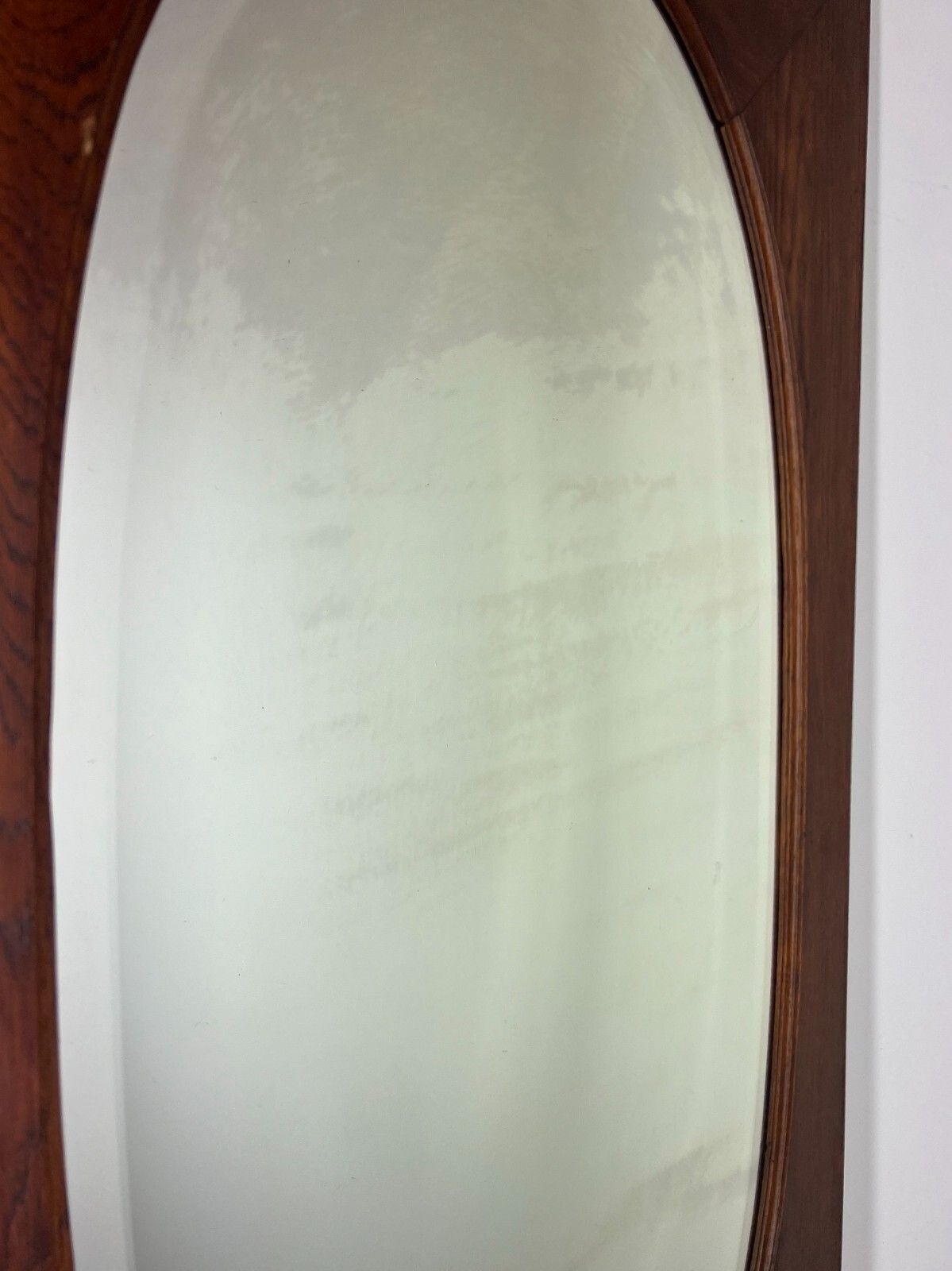 Mirror Antique French Oak Mirror Oval Glass Panel Decorative Frame Lot 3120 photo vintage