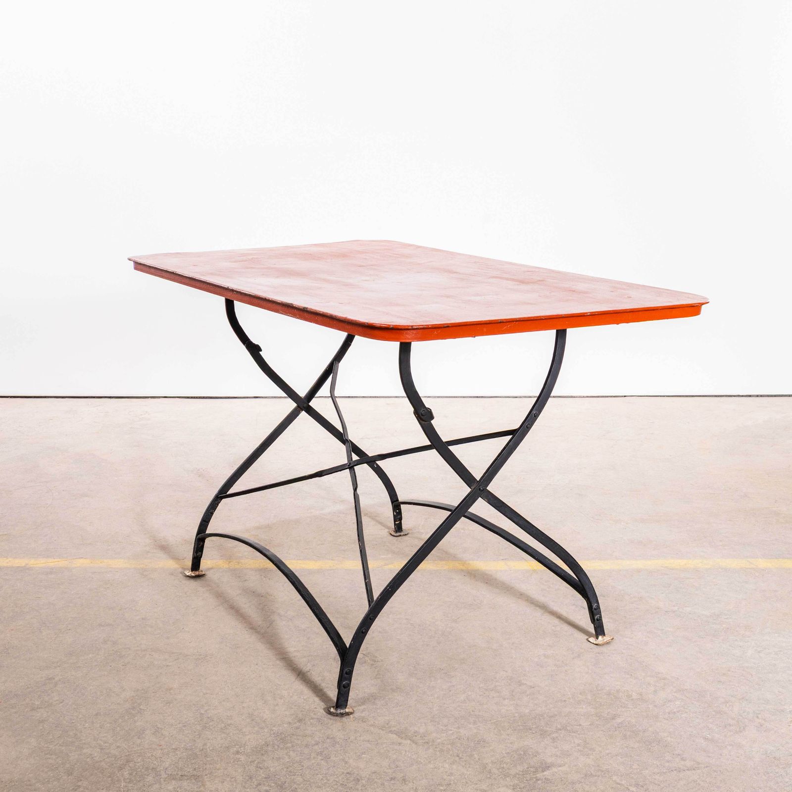 1950's Red Heavy Weight French Garden Folding Table