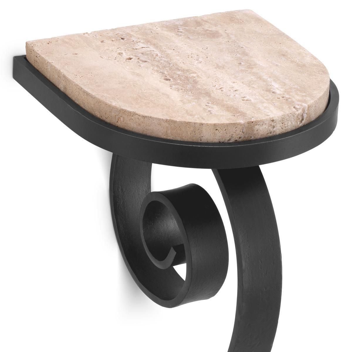 Metal And Travertine Wall Mounted Console Table photo vinterior