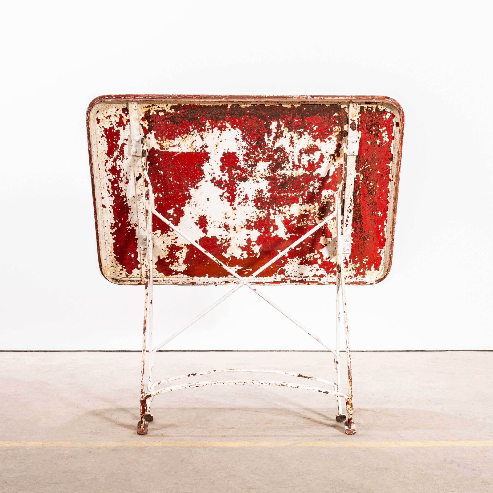 1950's Red Top Heavy Weight French Garden Folding Table photo for sale