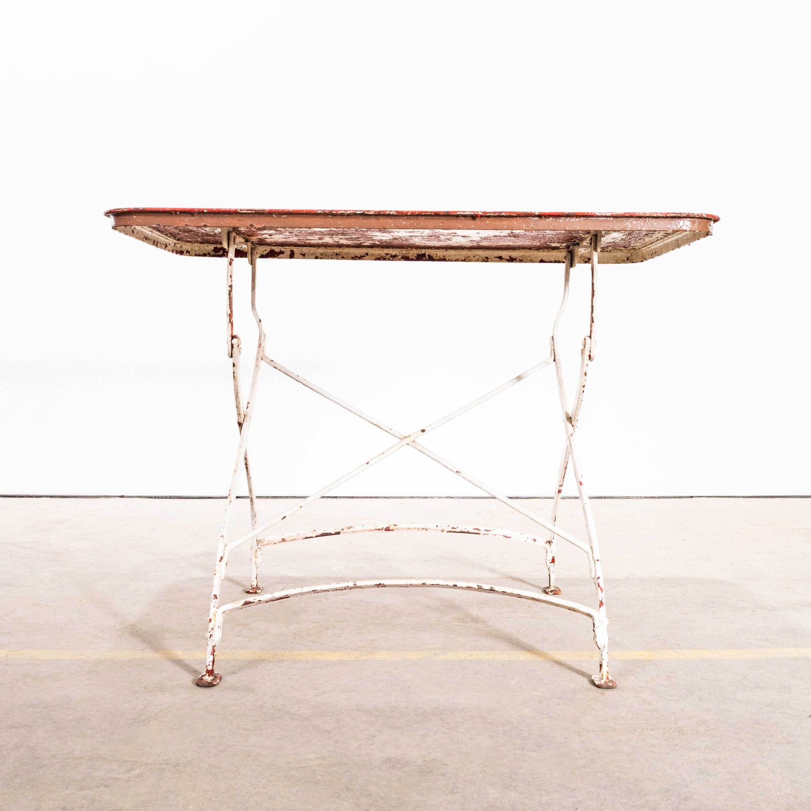 1950's Red Top Heavy Weight French Garden Folding Table photo vintage
