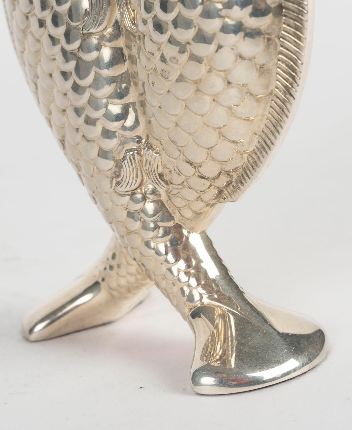 Christofle Silver Plated Vase With Two Fish, 20th Century. photo buy