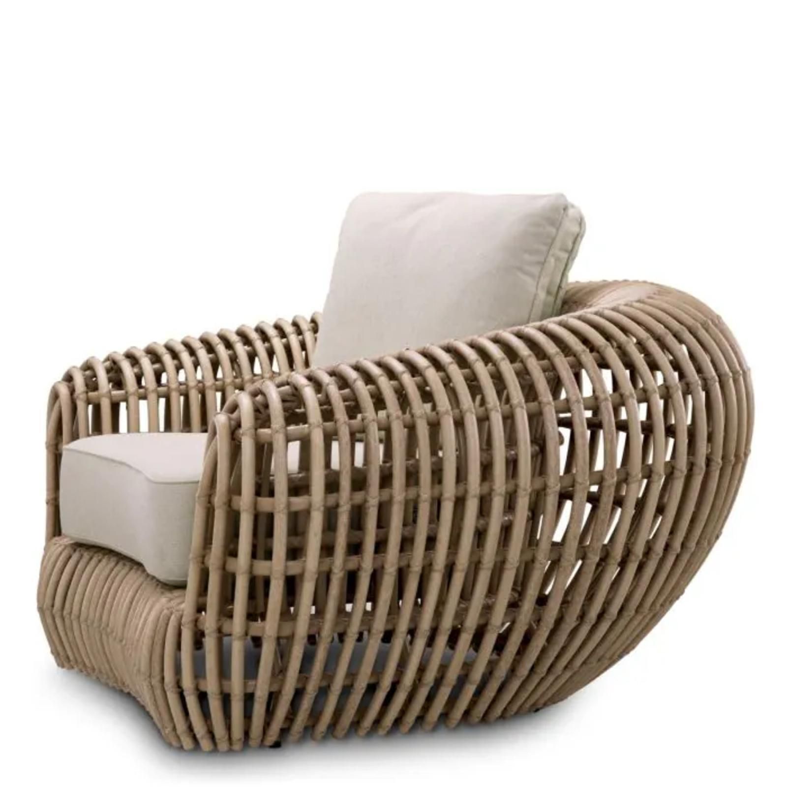 Pair Of Contemporary Outdoor Armchair Faux Rattan In Viola Sand photo 5676.0