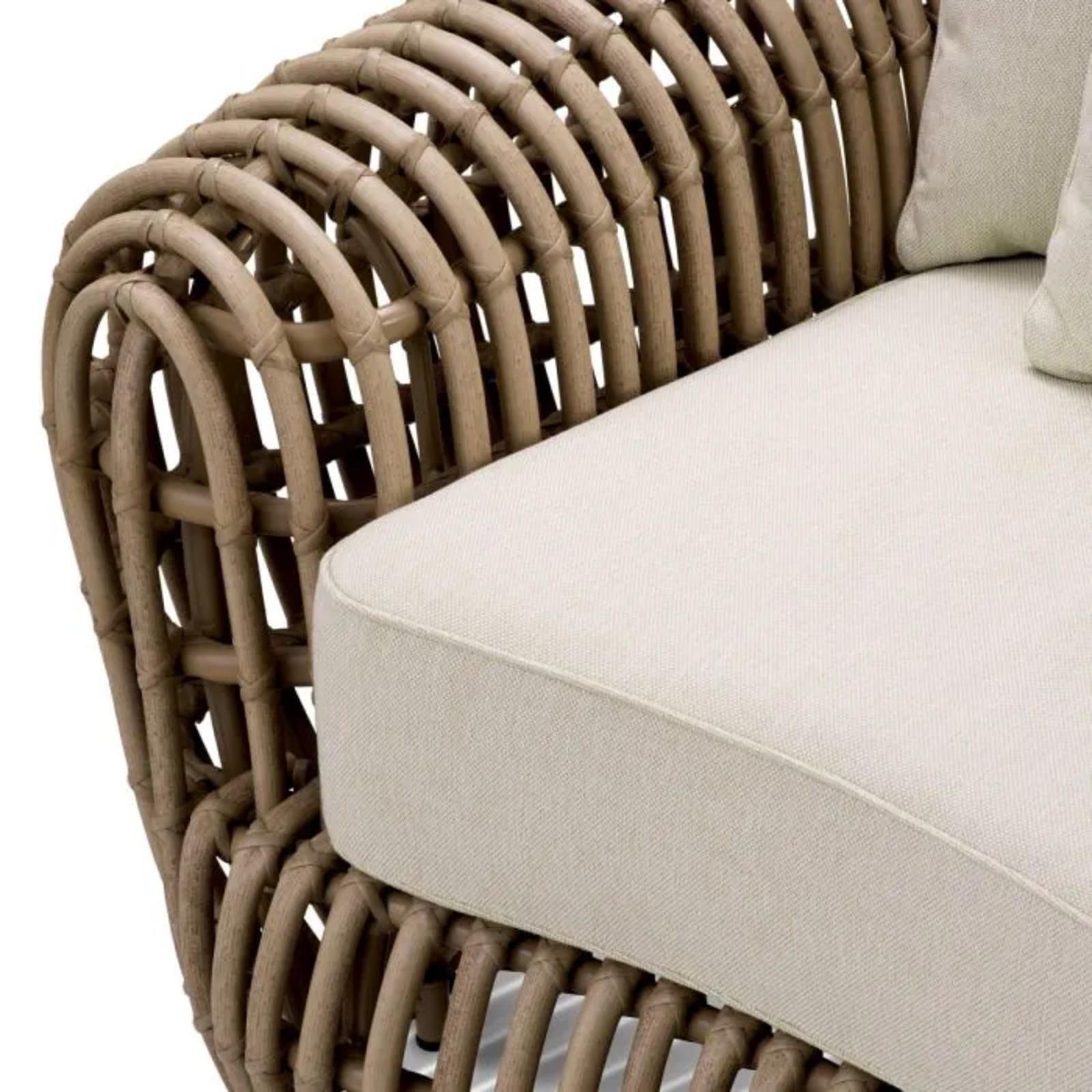 Pair Of Contemporary Outdoor Armchair Faux Rattan In Viola Sand photo vinterior