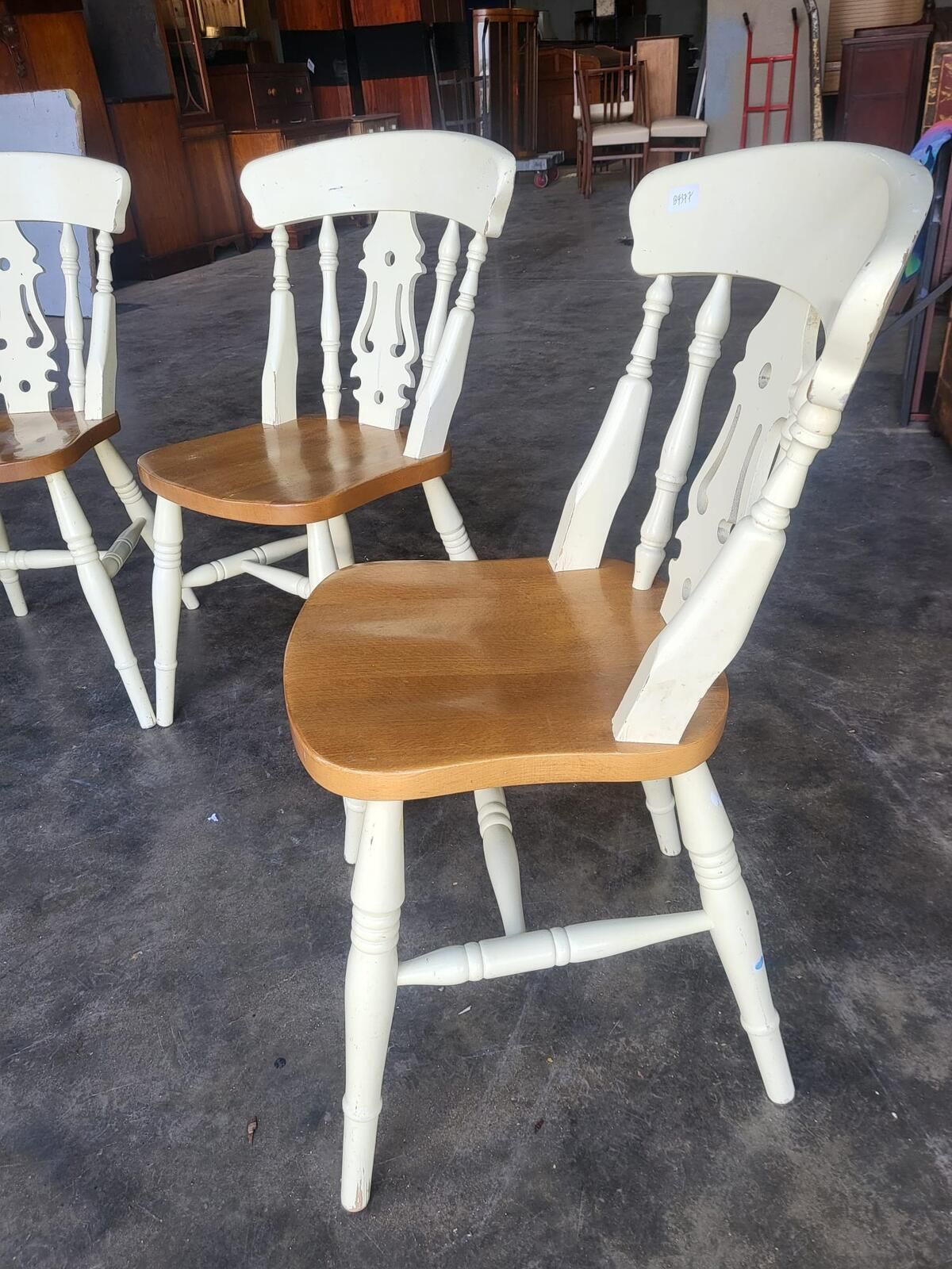Four 4 Painted Wood Kitchen Country Dining Chairs photo buy