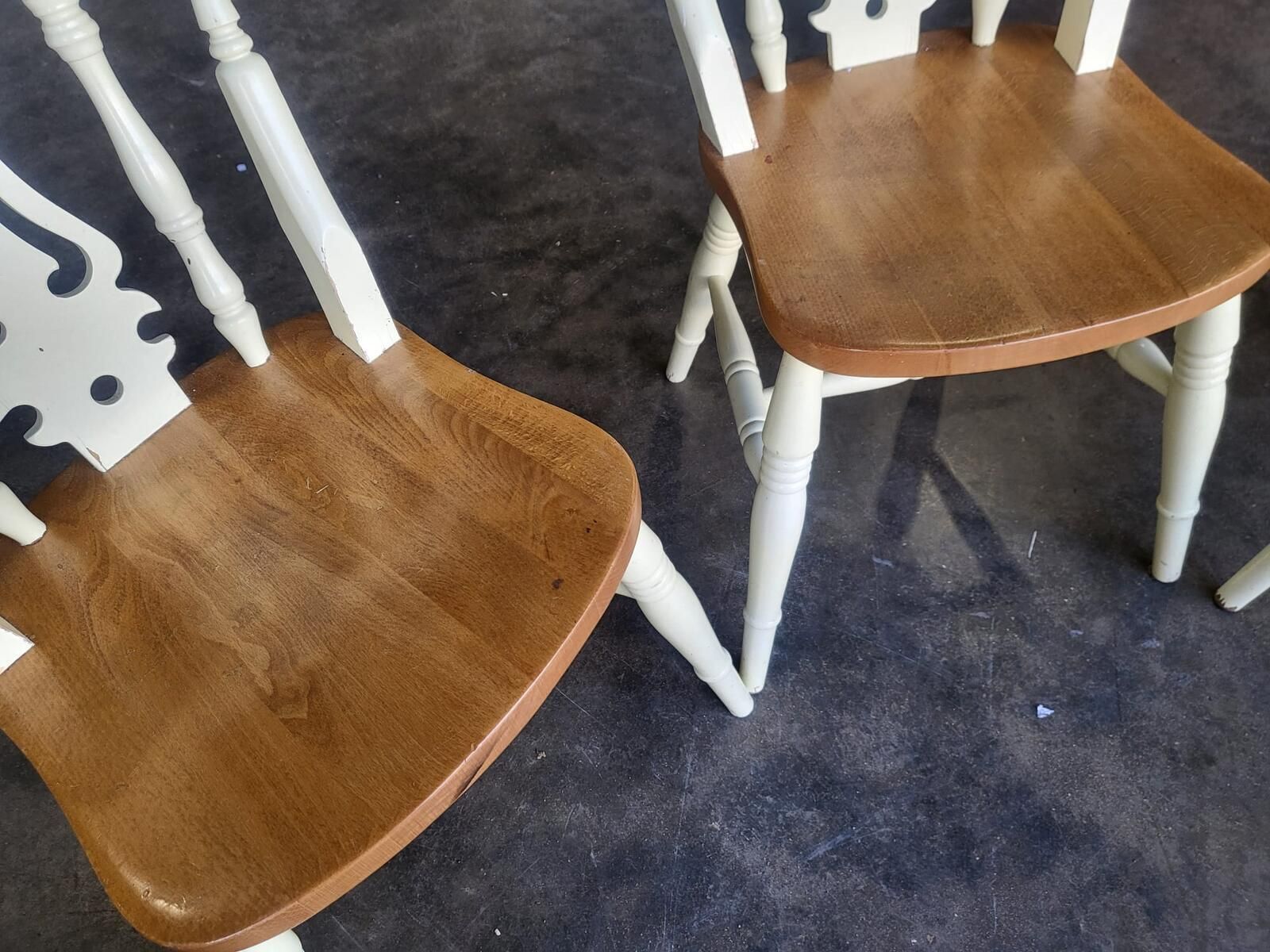 photo for sale Four 4 Painted Wood Kitchen Country Dining Chairs