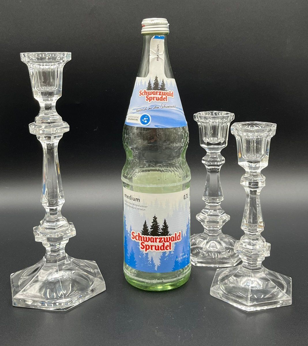Classic Vintage Cut Glass Candle Holders By Baccarat, 1950s, Set Of 3 photo Home Decor
