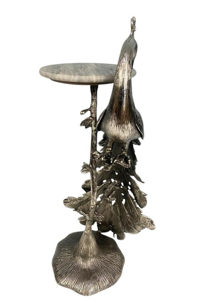 photo for sale Hollywood Regency Wine Table Silver Peacock Side Tables 1930