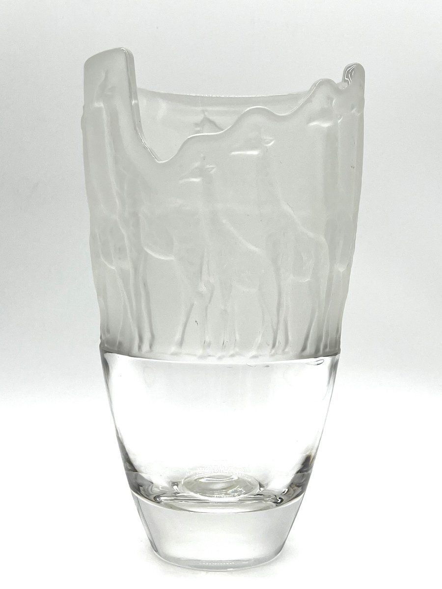 Large Frosted Glass Vase With Giraffes By Nachtmann, 1990s photo Home Decor