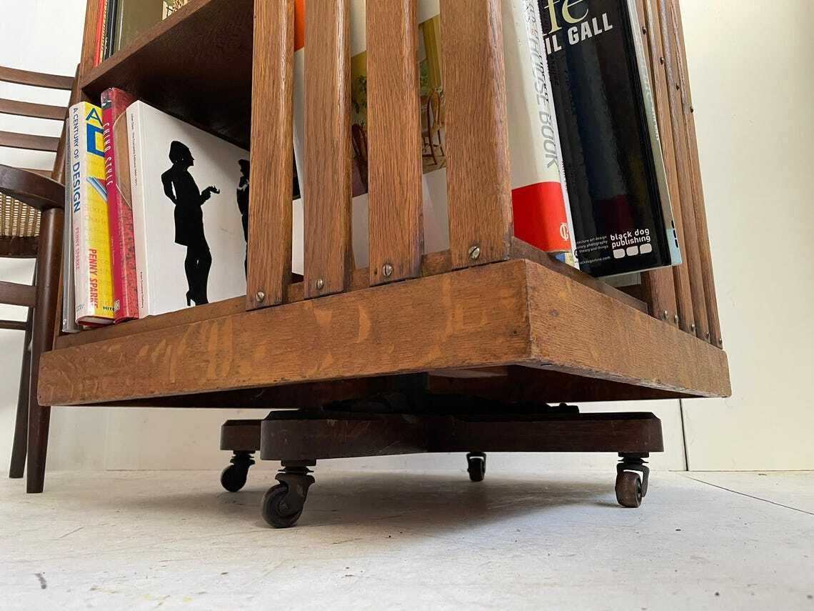 Large Vintage Revolving Library Storage Cabinet Display Shelf photo 170.0