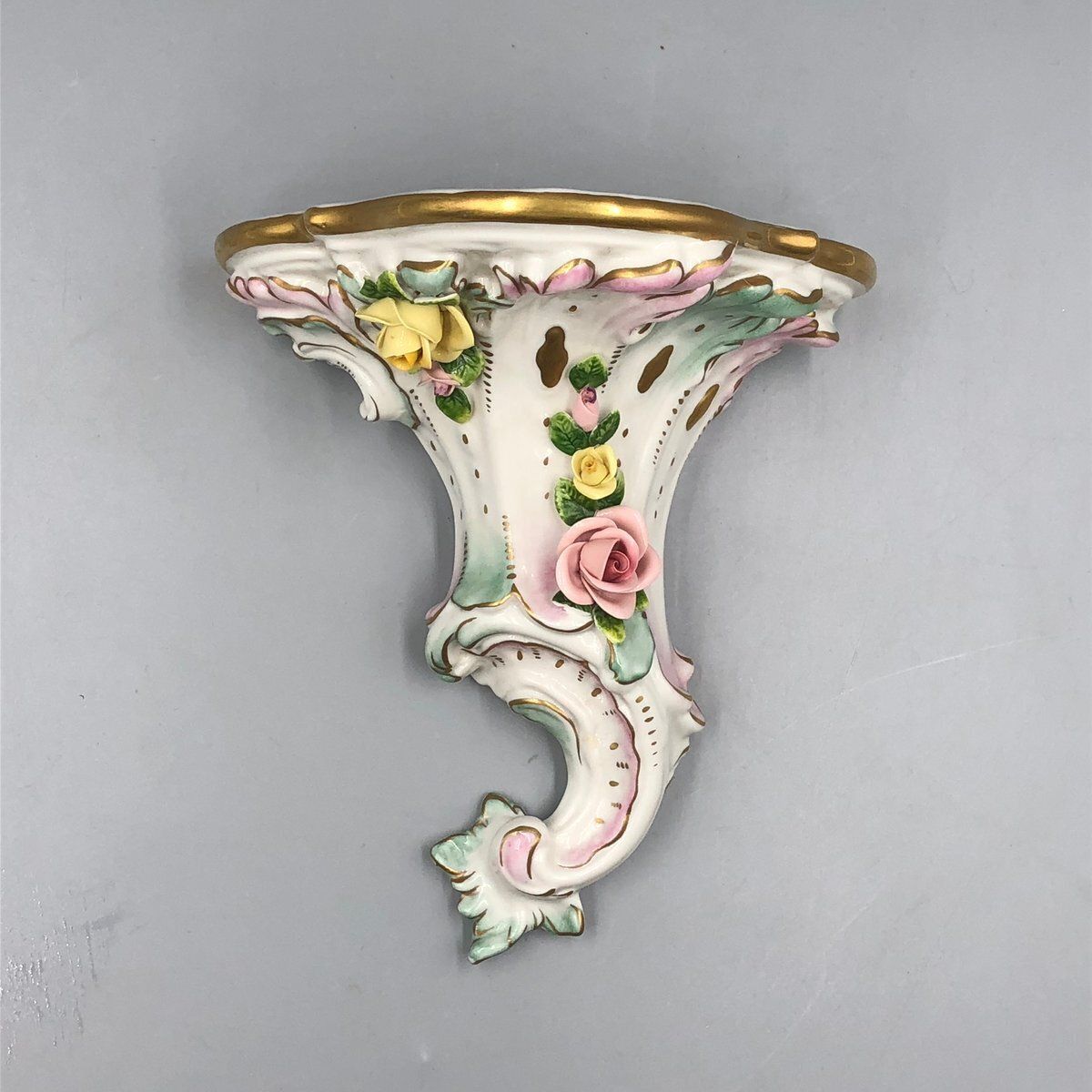 photo buy Hand Painted Porcelain Wall Brackets In Rococo Style By Kämmer, Dresden, Set Of 3