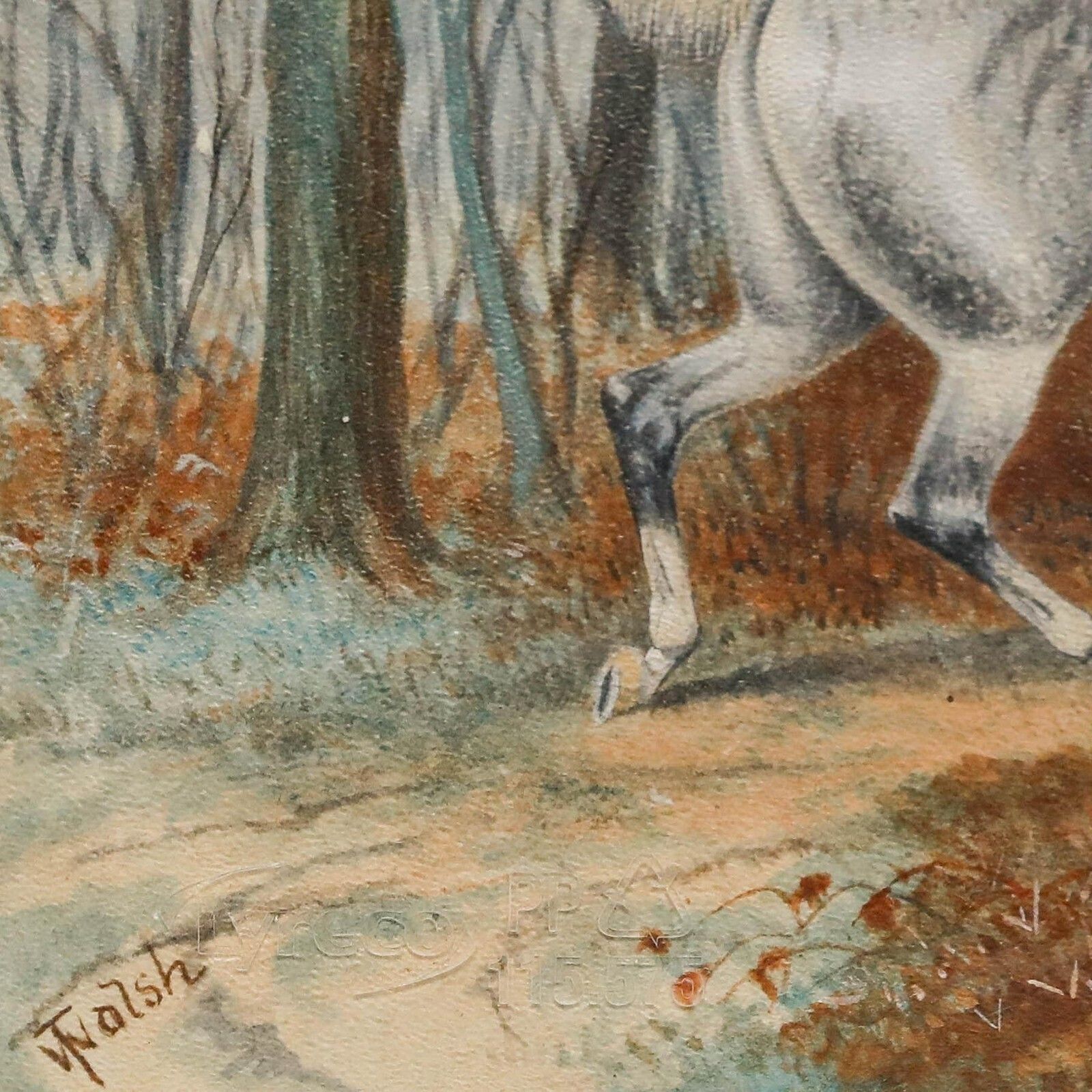 T. Walsh 19th Century Watercolour, The Hunt Enters The Wood photo Art