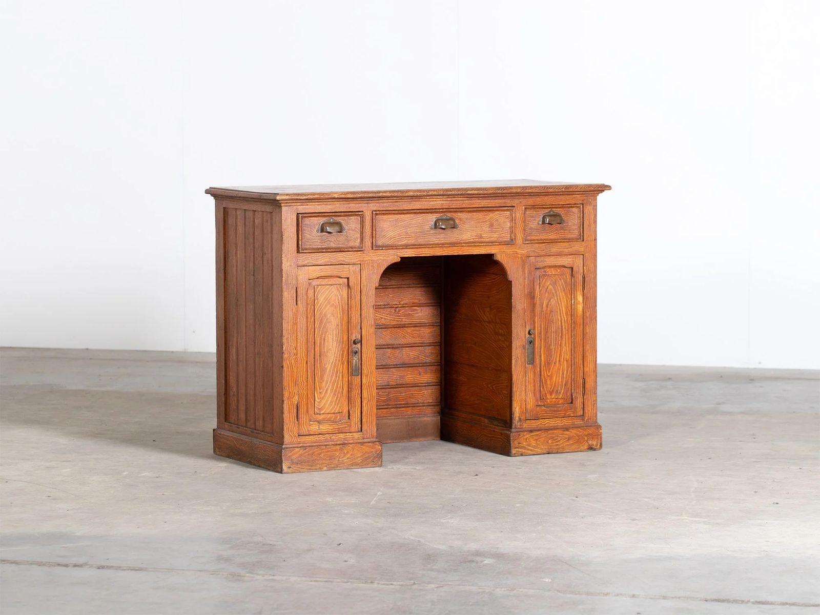 French Scumbled Pedestal Desk, Early 20th Century photo furniture