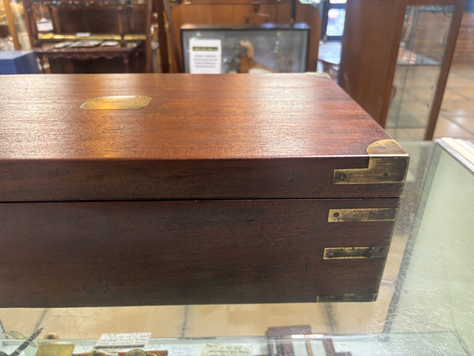 Antique Late 19th Century Mahogany Writing Slope With Drawer & Brass Handles photo Home Decor