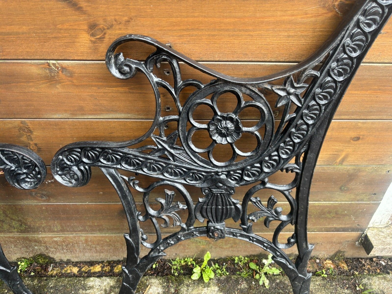 Pair Of Vintage Black Painted Bench Ends photo vintage
