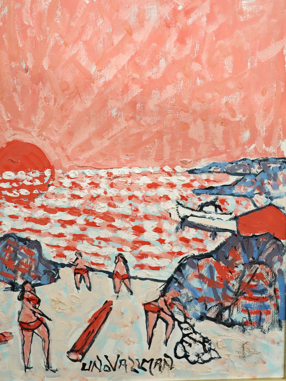 Coral Sunset  Oil Painting, Mid 20th Century photo buy
