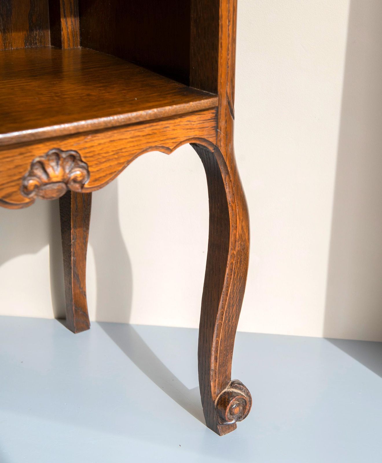 Antique Oak Bedside Table   French Louis XV Style Nightstand With Drawer   Vintage Small Side Cabinet photo vinterior