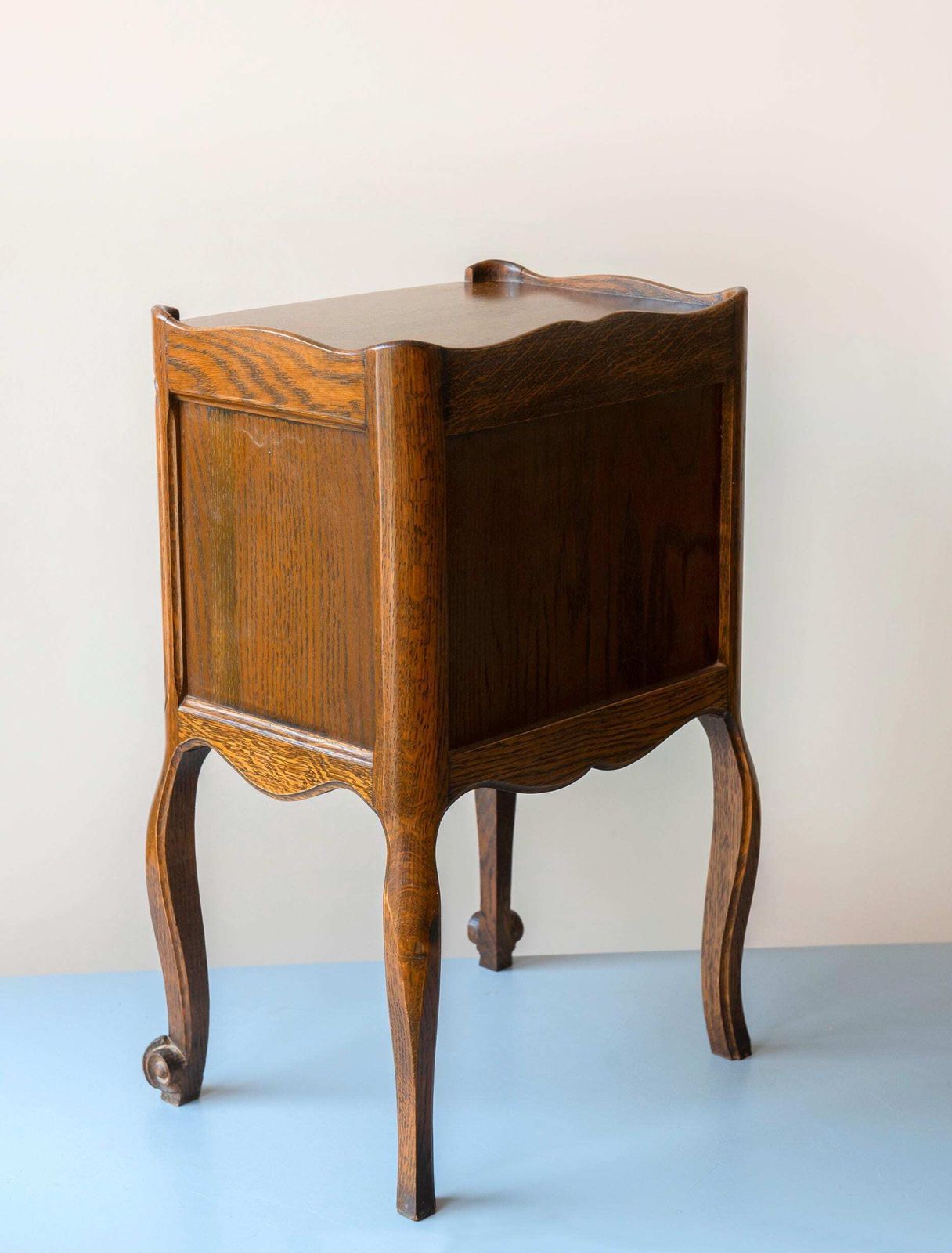 photo buy Antique Oak Bedside Table   French Louis XV Style Nightstand With Drawer   Vintage Small Side Cabinet