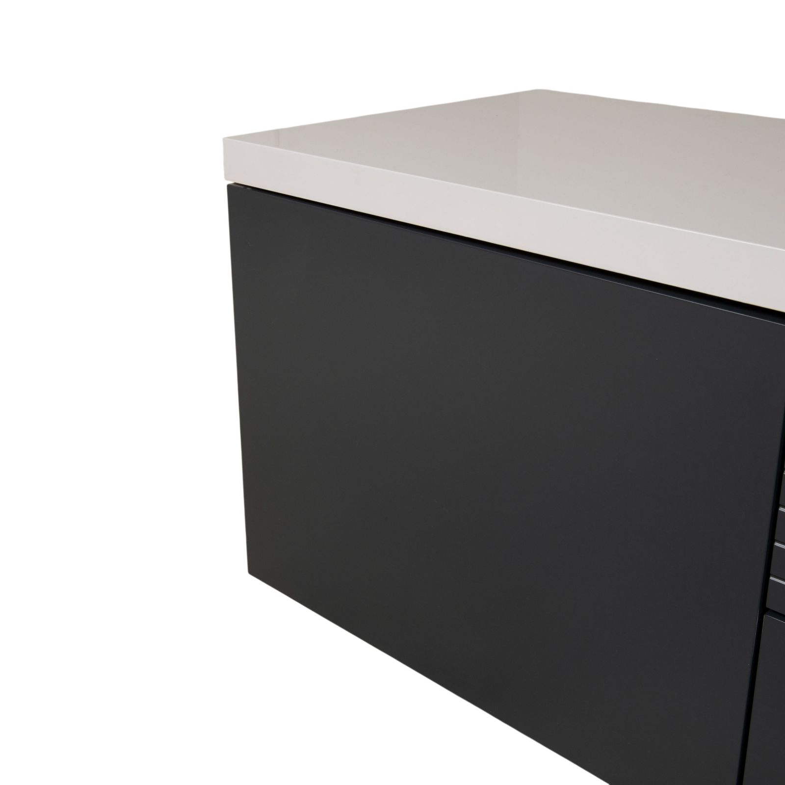 Buffet WK Wohnen en bois, anthracite, gris clair, blanc, fonction manuelle photo vinterior