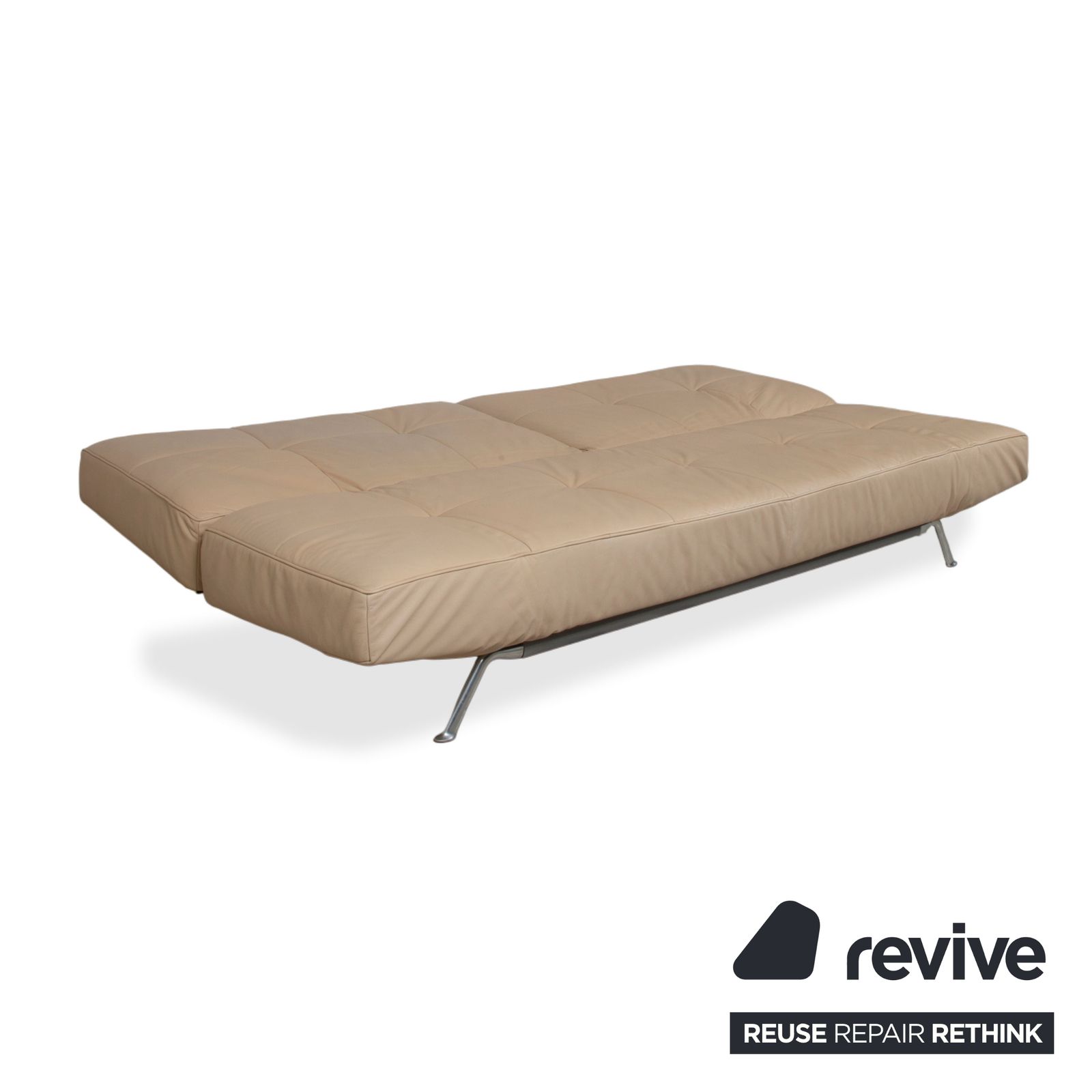 Canapé 3 places Ligne Roset Smala en cuir crème beige sable, fonction manuelle photo 3688.0