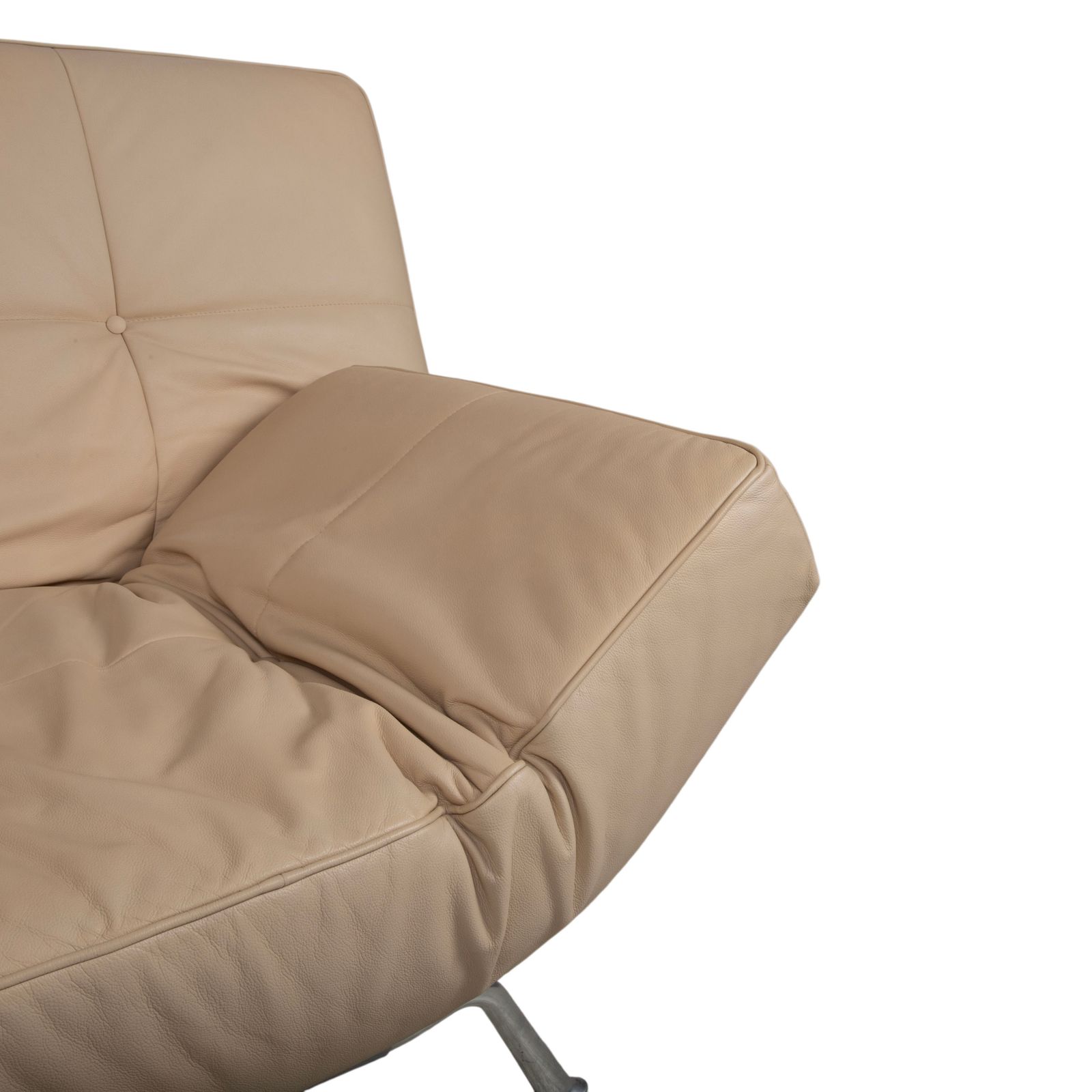 photo furniture Ligne Roset Smala Leren Driezitsbank Crème Beige Zand Manuele Functie