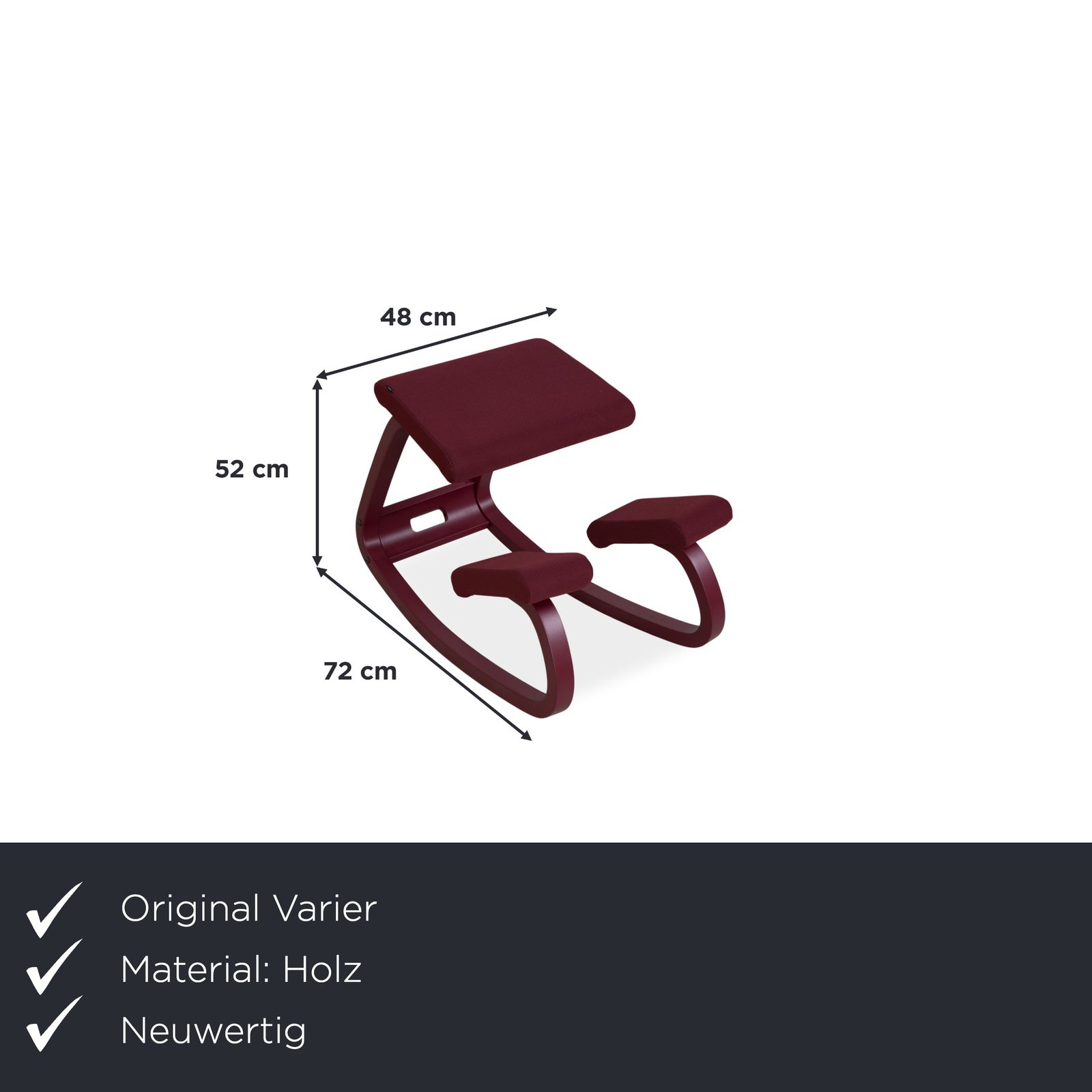 Varier Variable Monochrome Kneeling Wooden Stool Fabric Violet Plum photo furniture
