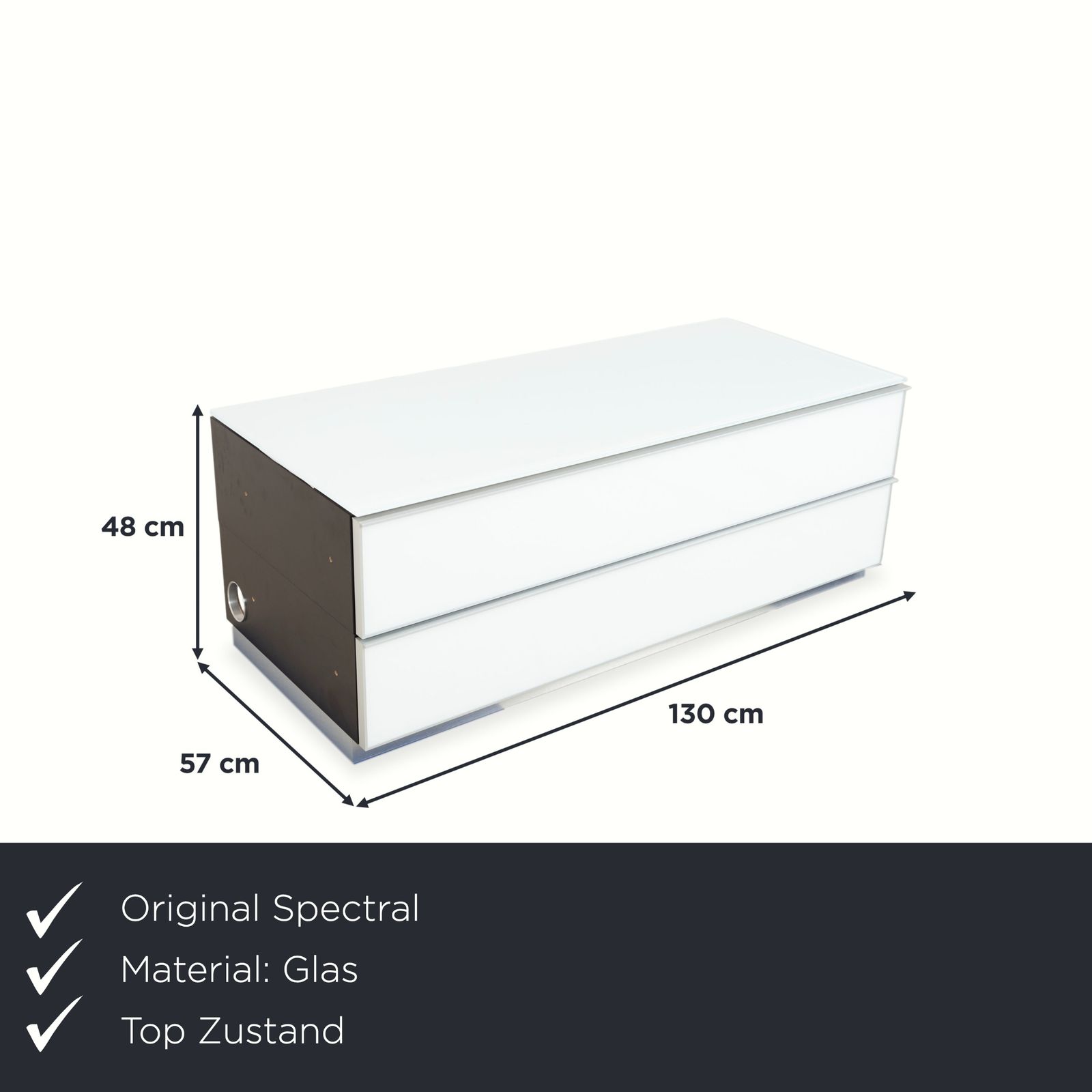 Buffet TV Spectral Catena en verre, blanc et noir photo furniture