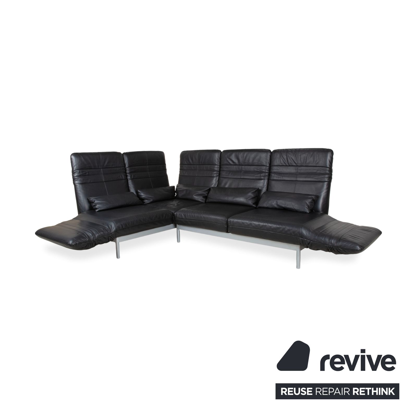 Canapé d'angle Rolf Benz Plura en cuir noir, fonction manuelle photo Mobilier