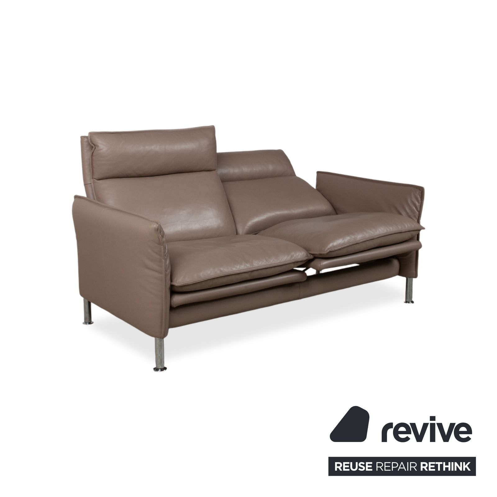 Erpo Porto Leren Tweezitter Bruin-Taupe Sofa met Manuele Functie photo 2570.0