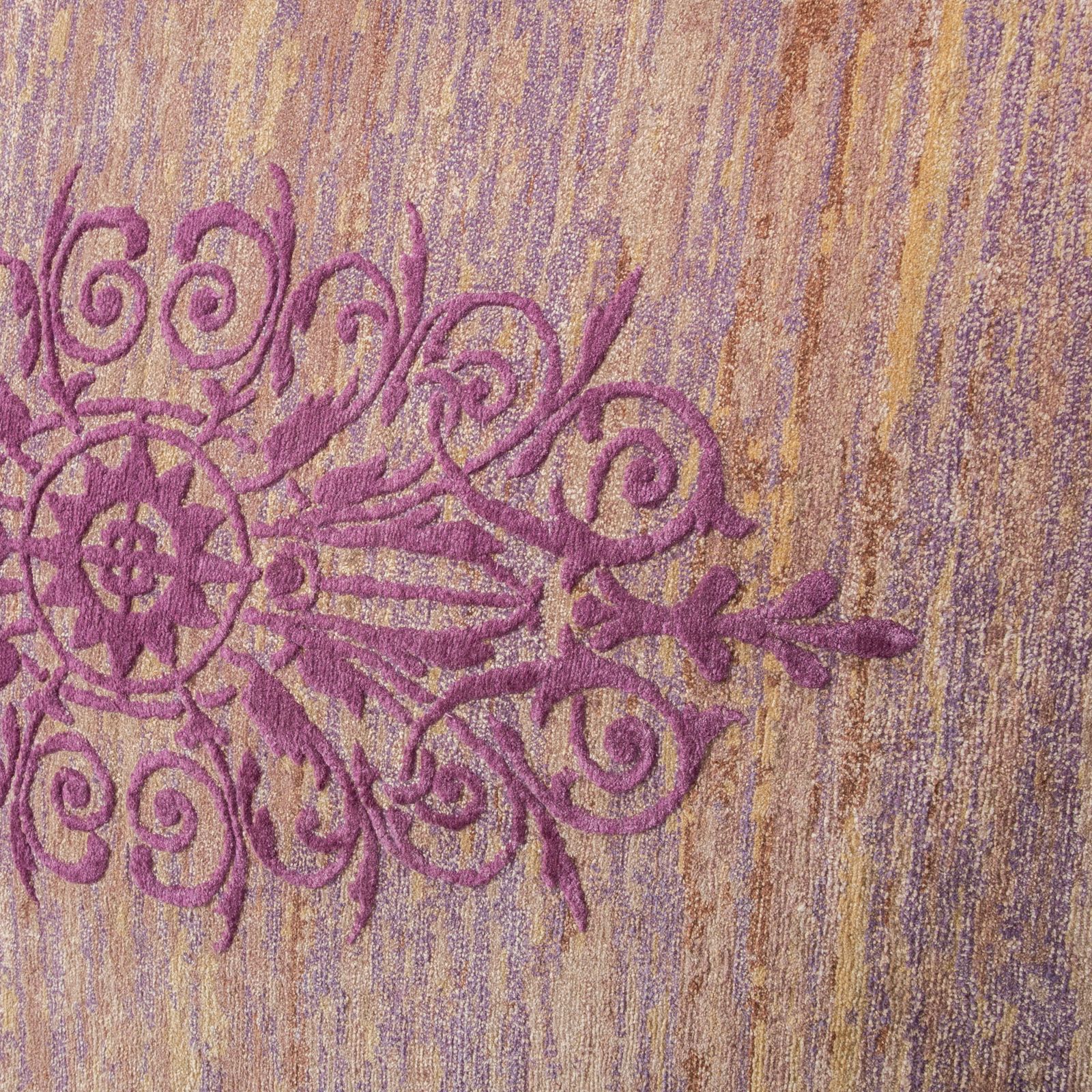 Tapis de couloir Jan Kath en laine, violet et brun, 100 Knot, 300 x 118 cm photo Textiles