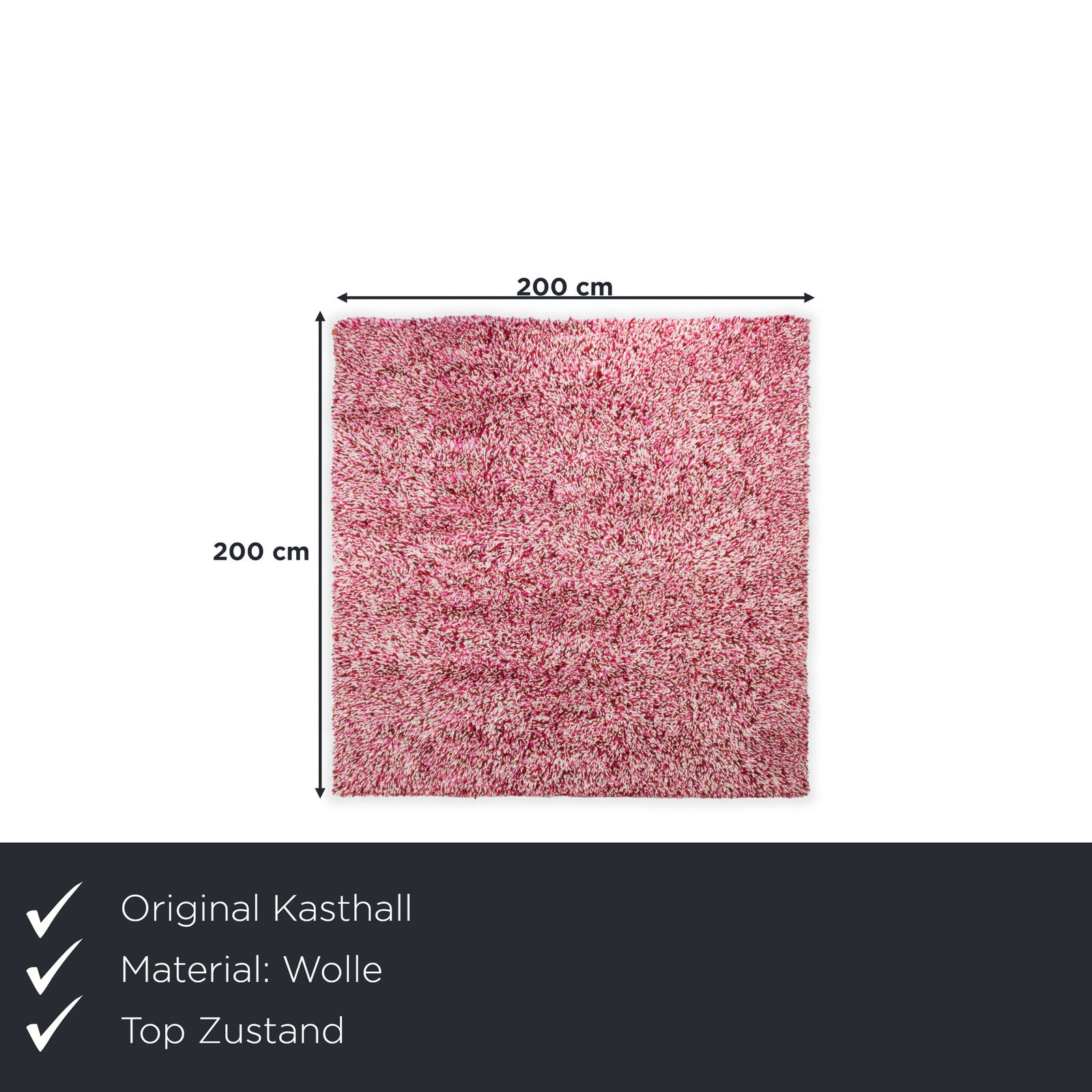 Tapis en laine Kasthall rouge, rose et blanc par Gunilla Lagerhem Ullberg, 200 x 200 cm photo furniture