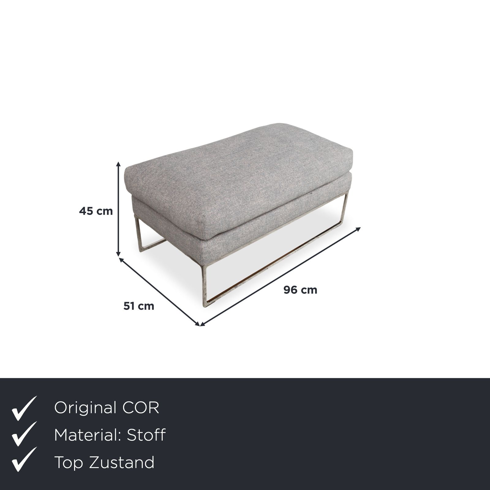 Cor Mell Fabric Stool Grey photo furniture