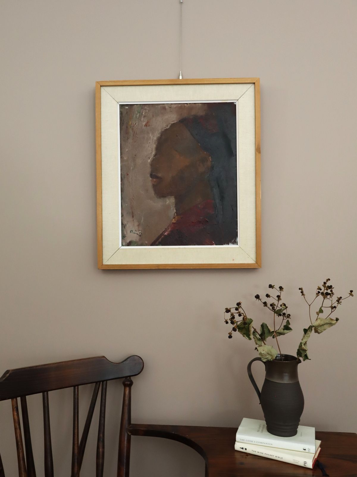 Profiel in Bordeauxrood, olieverfschilderij photo buy