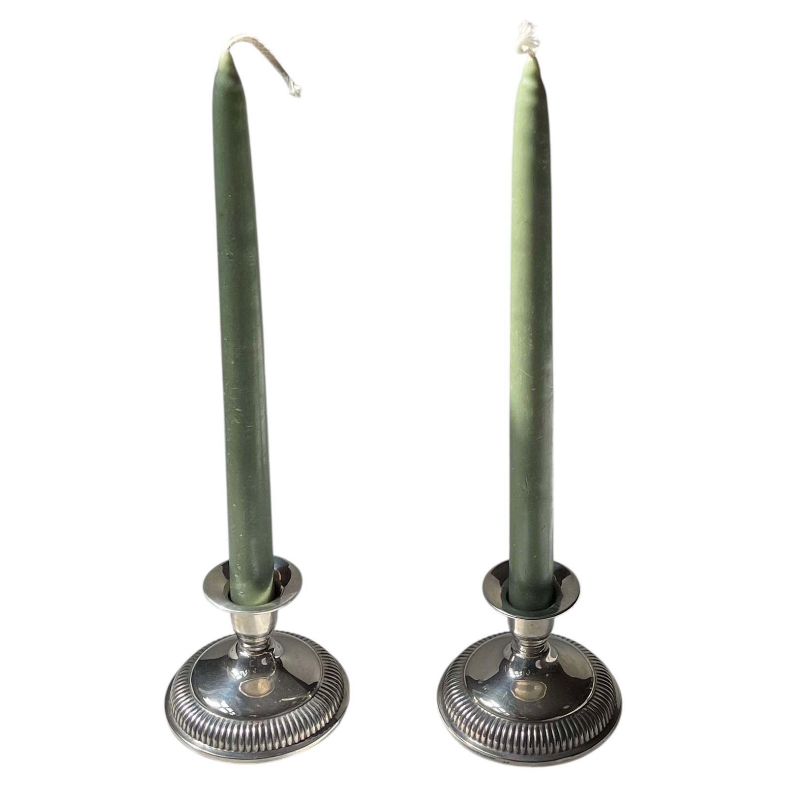 Danish Art Deco   A Pair Of Low Silver Candleholders, Dg 830 Sterling