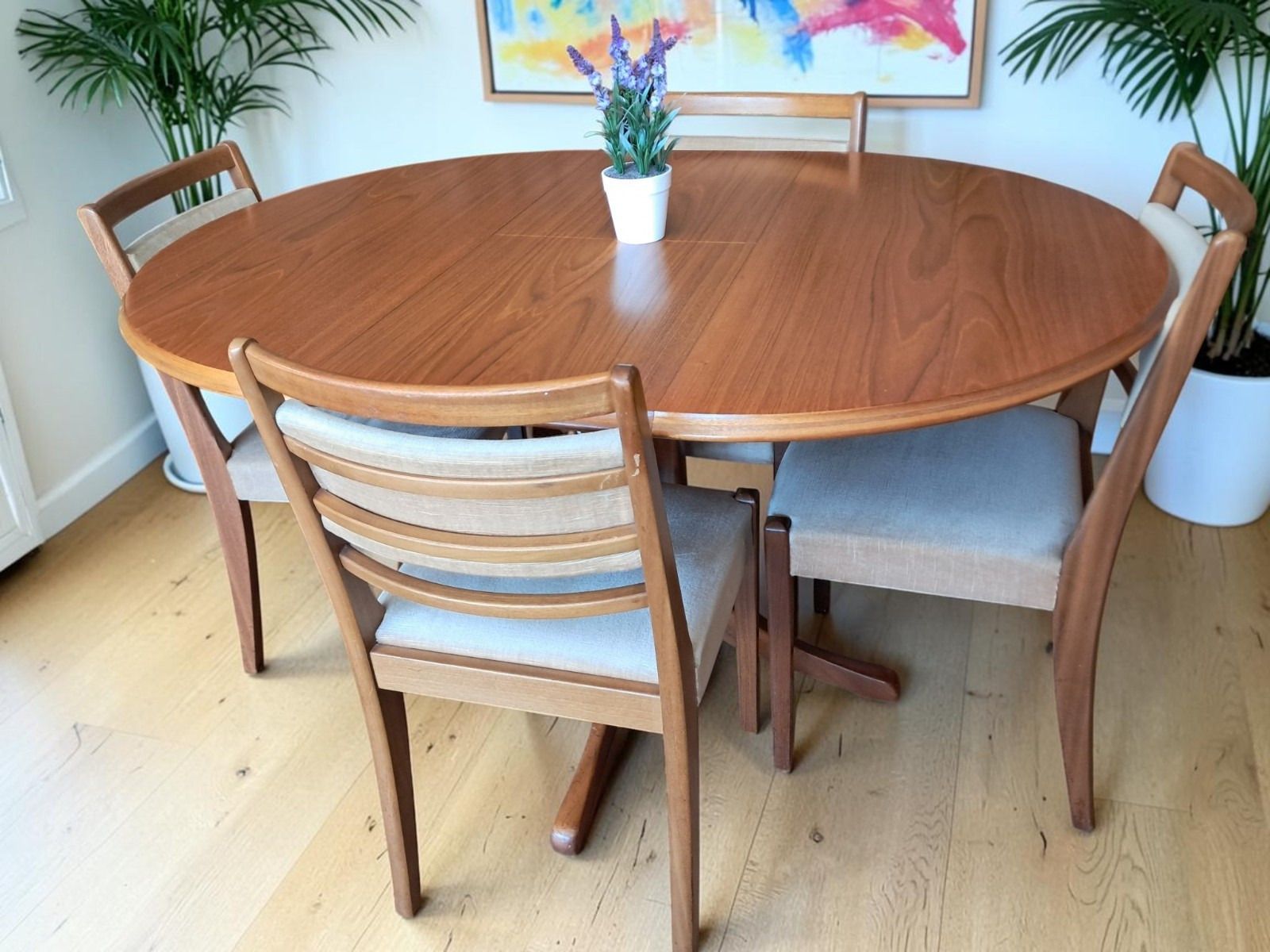 Mid Century Vintage Teak Extending Dining Table & 4 Chairs Dining Set 1970's photo 695.0