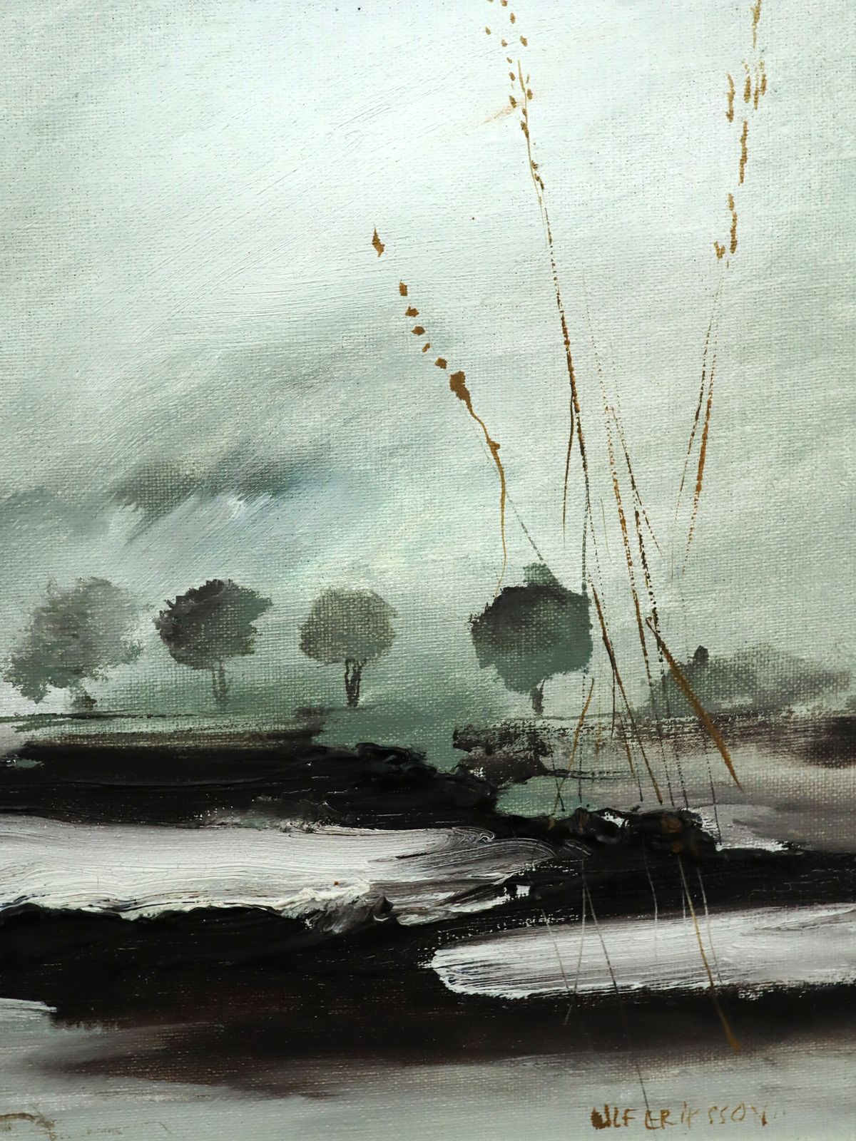 Winter Reeds - Olieverfschilderij, midden 20e eeuw photo for sale