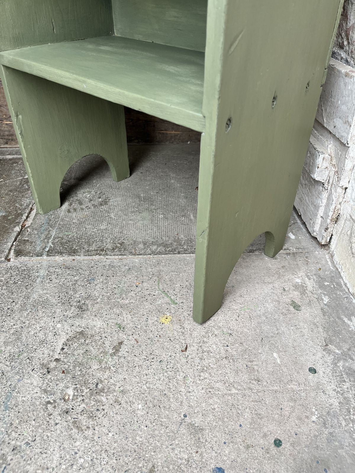 Edwardian Green Painted Pine Bedside Shelves photo furniture