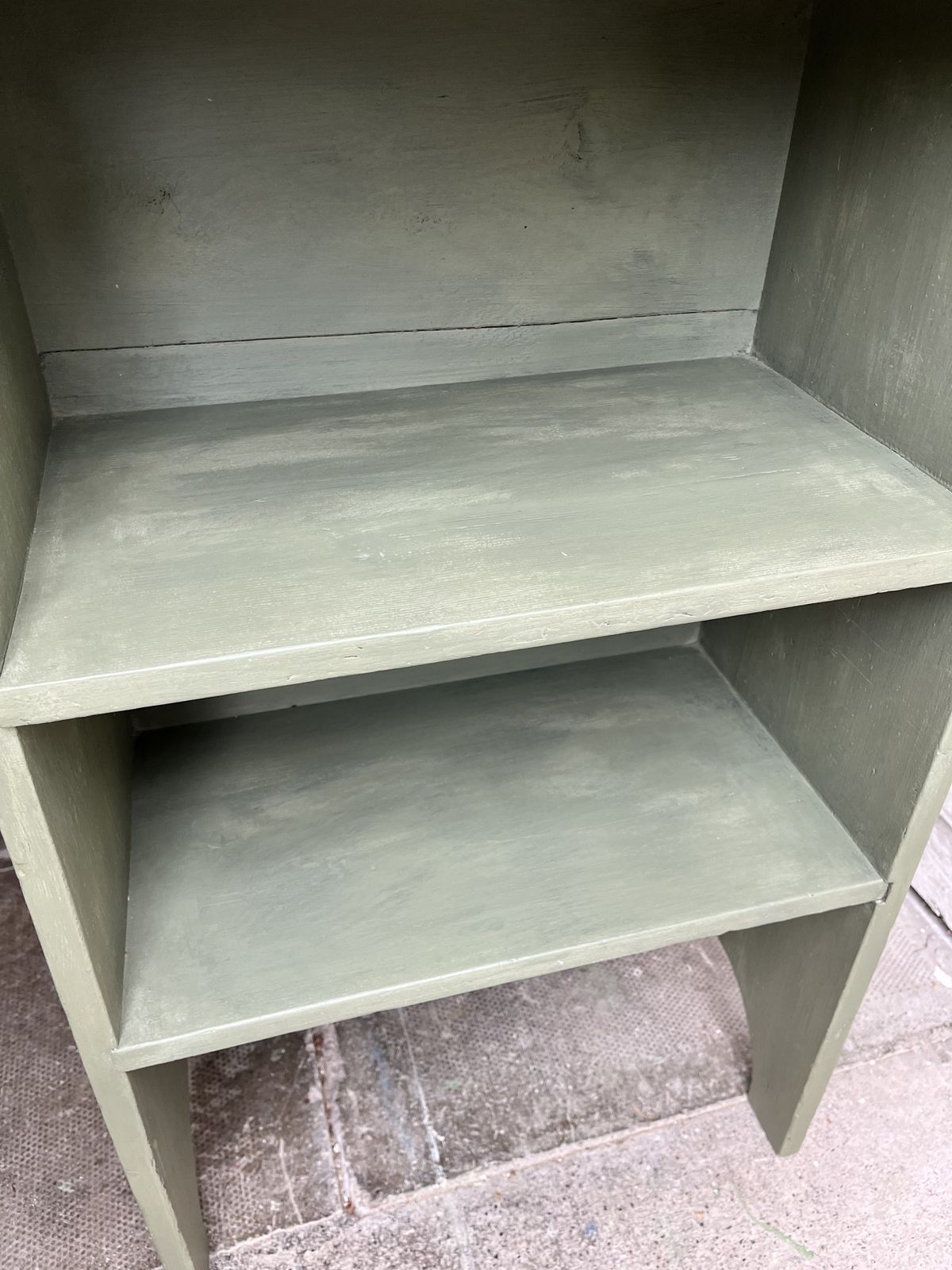 Edwardian Green Painted Pine Bedside Shelves photo Furniture
