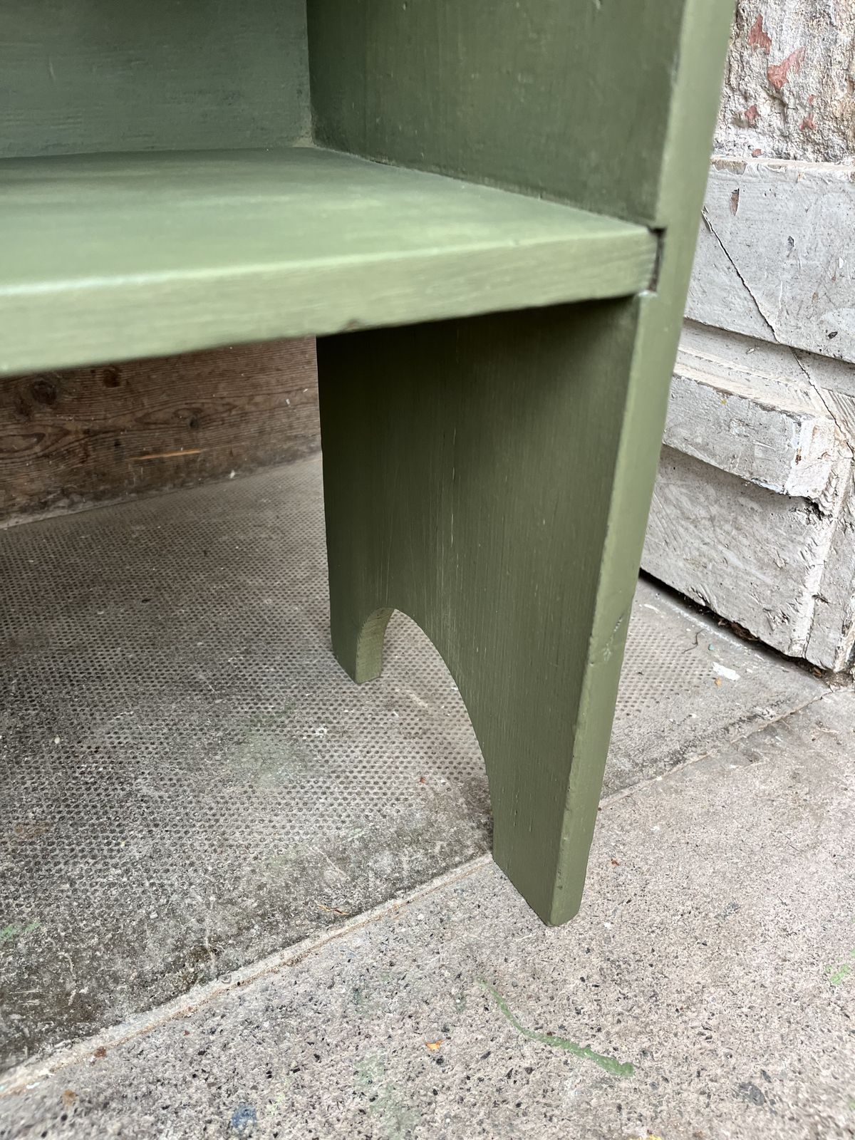Edwardian Green Painted Pine Bedside Shelves photo vinterior