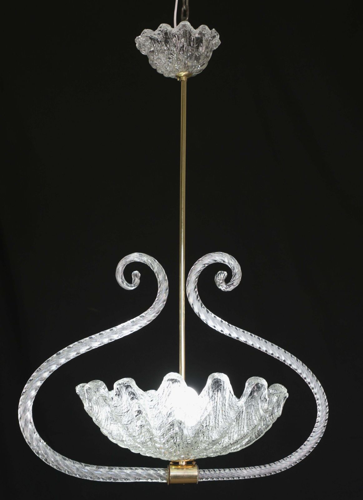 Charming Art Deco Pendant Chandelier By Ercole Barovier, 1940s photo Lighting