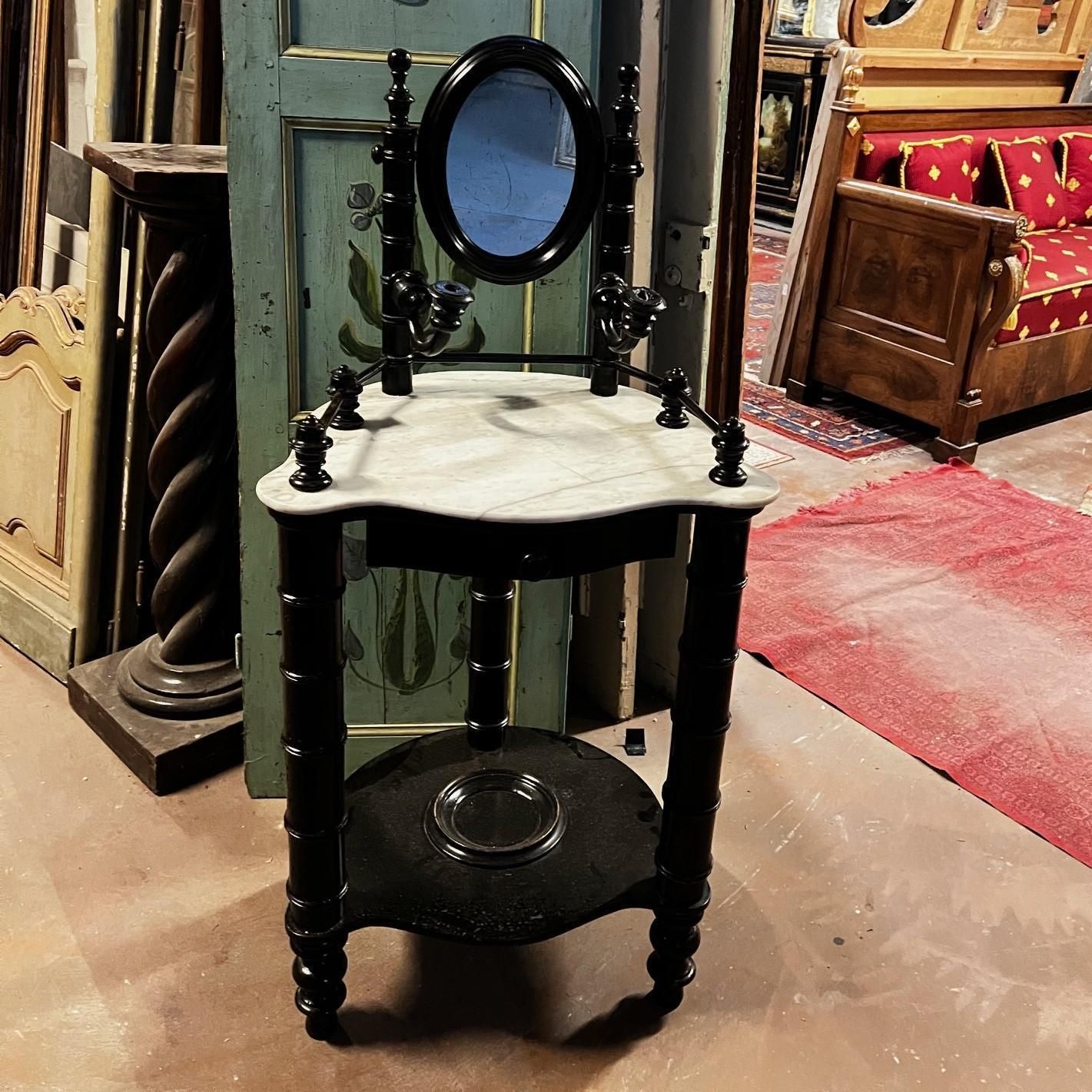 Toilet In Dark Wood And White Marble Top, Italy photo furniture