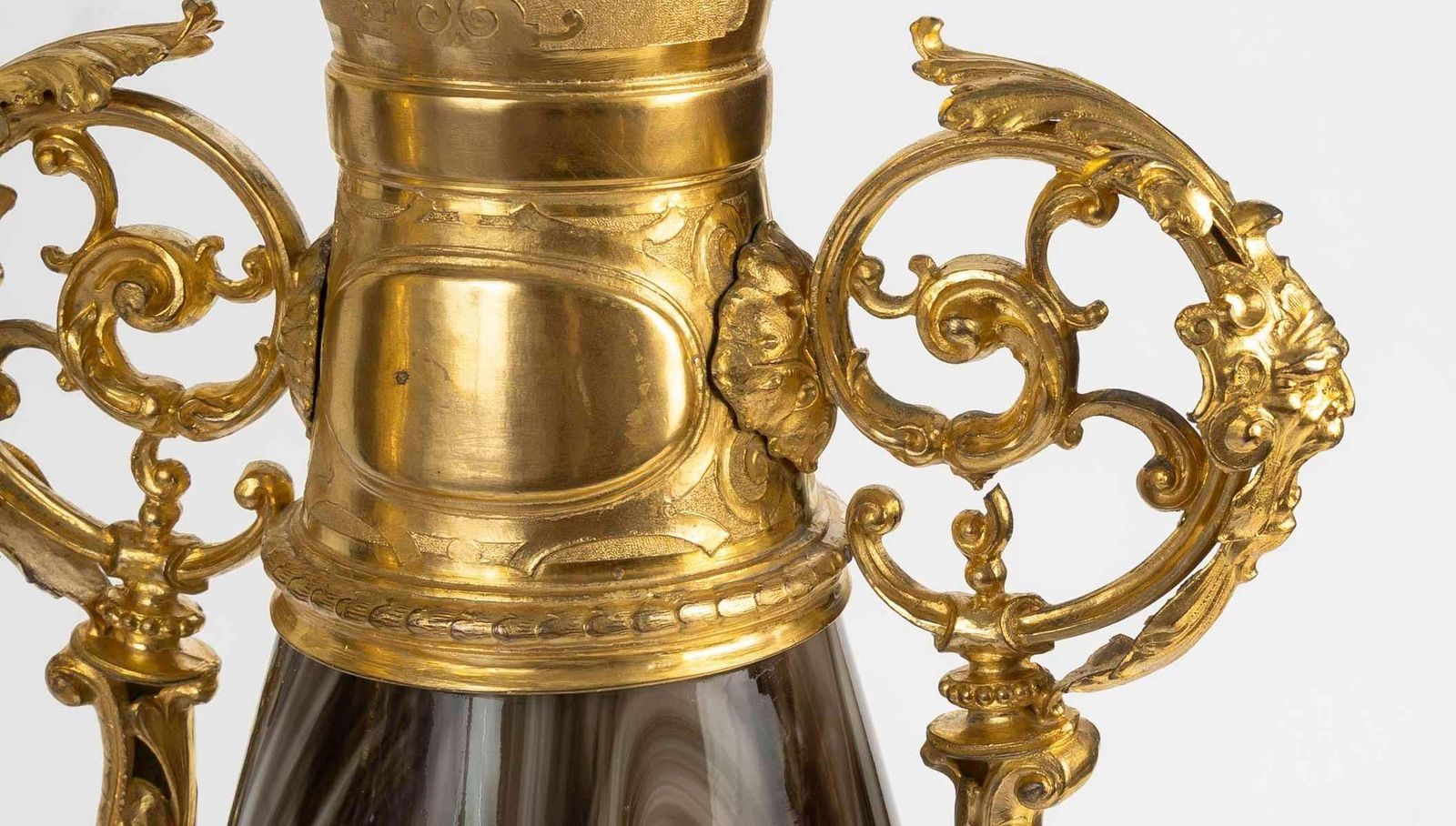 Pair Of 19th Century Vases, Opaline Glass And Gilded Regule, Napoleon III Period photo buy