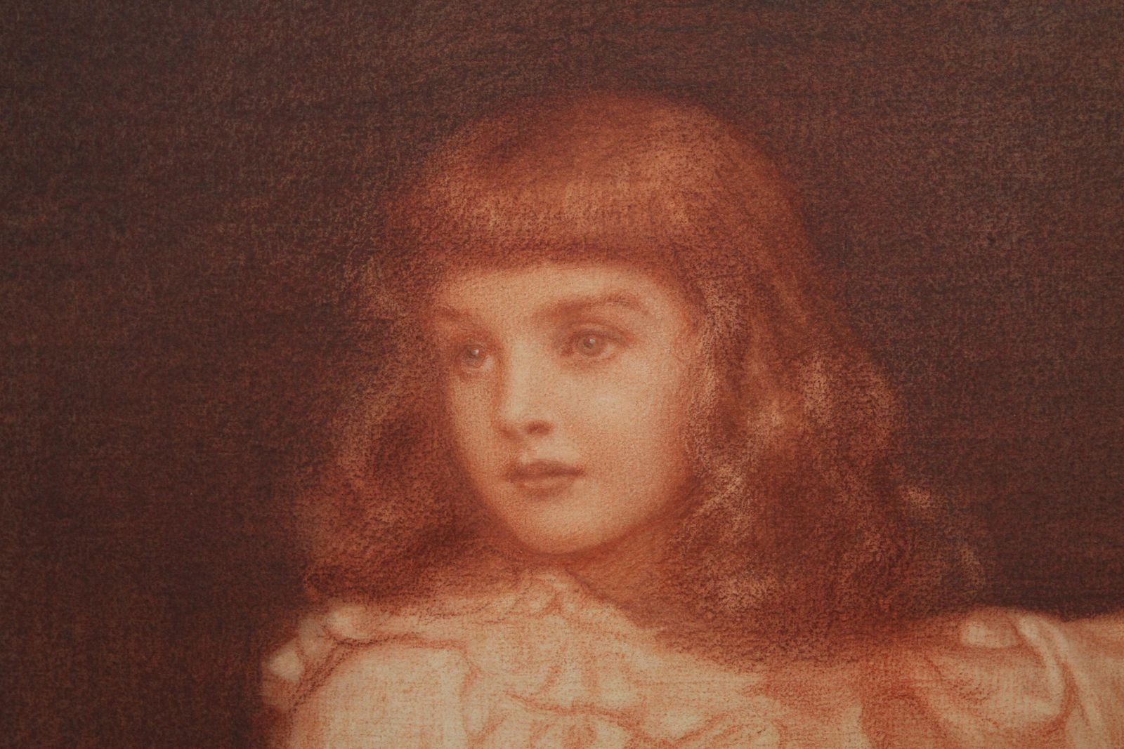 Edward Robert Hughes Portrait Of Elaine Blunt   British 19th Century Art Pre Raphaelite Chalk Drawing 1896 photo vinterior