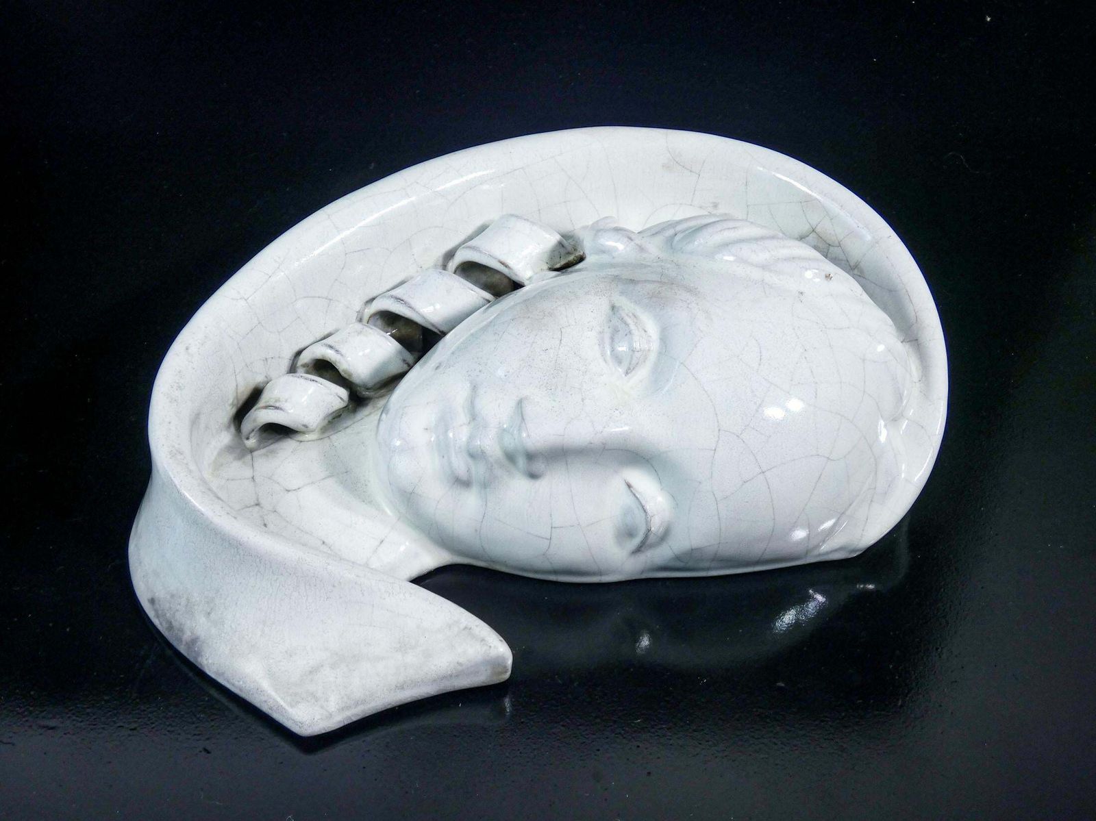 Ceramic Sculpture, M. Andersen (?), Face Of A Woman With Braid. Denmark photo for sale