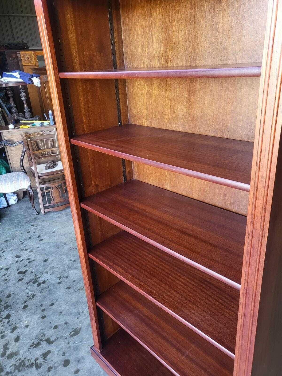 Antique Repro Mahogany Large Open Bookcase Adjustable Shelves photo vinterior